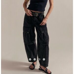 Free People BRAND NEW Black Washed Cargo Denim Jeans with Tag